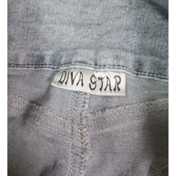 Diva Star Jeans Womens Juniors 15 Blue Light Wash Denim Distressed High Waist - Picture 4 of 7